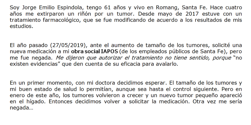fabri_espindola's tweet photo. Mi papá tiene cáncer de riñón con metástasis en pulmón, páncreas e hígado. Necesita urgente una medicación para continuar el tratamiento y seguir dándole pelea a la enfermedad. Su obra social IAPOS @MinSaludSantaFe (de empleados públicos de @GobSantaFe) no la autoriza. https://t.co/j4EMVJkOi3