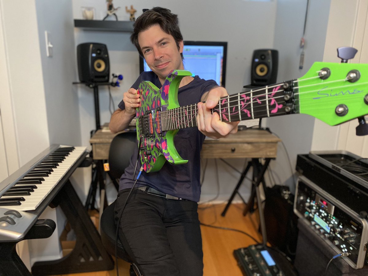 patvalley's tweet photo. Tracking a whammy-madness-filled solo with my custom Sims guitar. Pretty sure it's a law that any cheetah-print guitars are displayed with an '80s gunslinger-style pose.
•
•
#guitar #recording #kemper #kemperamps #simscustomshopguitars #metal #rockkemp https://t.co/u9B1an7W2B