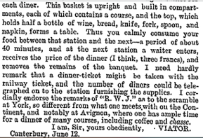 CSHHH_Glasgow's tweet photo. 10.b R.W.J. was not alone, many Letters to the Editor and articles complained of dyspepsia on the railways. 

#CSHHHSummerSchool #foodhistory #eatingonthego #histmed https://t.co/nOLx0MMEZf