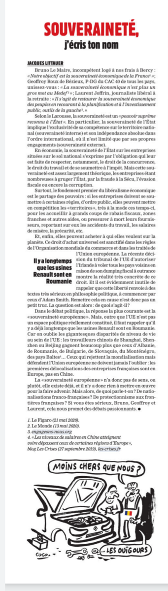 CRE_SciencesPo's tweet photo. "Souveraineté, j'écris ton nom"

Excellent édito de @Charlie_Hebdo_ 

"Ceux qui rejettent la mondialisation mais défendent l'Union européenne ne doivent jamais l’oublier : les premières délocalisations des entreprises françaises sont en Europe, pas en Chine..." 👇 https://t.co/hKTWd6r1NE