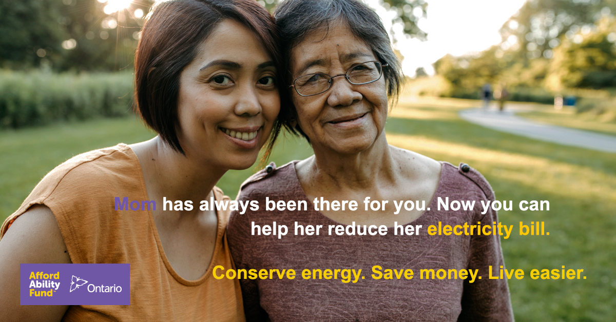 UtilitiesKngstn's tweet image. Do you help mom manage her bills? The AffordAbility Fund may help you save her money every month on her electricity bill.  See what upgrades she may qualify for at AffordAbilityFund.org or call 1-855-494-3863. The @ONgov will stop intake on July 31 so apply today.