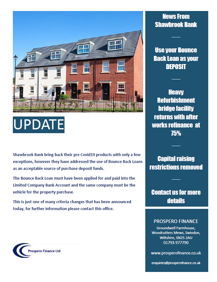 Shawbrook announce a return to Pre Covid19 Products