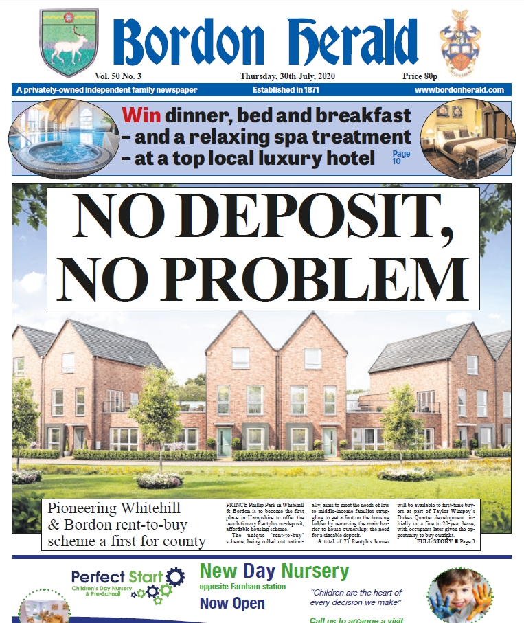 Rentplus_UK's tweet photo. Thank you #BordonHerald for front+p3 billing for our new #NoDeposit affordable rent to buy homes on the spectacular Dukes Quarter, Whitehill+Bordon.  We'll be offering these with our partner Winchester Housing Trust - a double first for us in Hampshire.
https://t.co/tMyC2tJn2s https://t.co/TtORzz6JHp