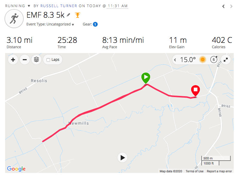 RunnerRuss's tweet photo. 5k PB! On the same day my 100k Virtual Race To The Stones medal arrived. We all need variety. #VRTTS https://t.co/ul0N2tGHMX