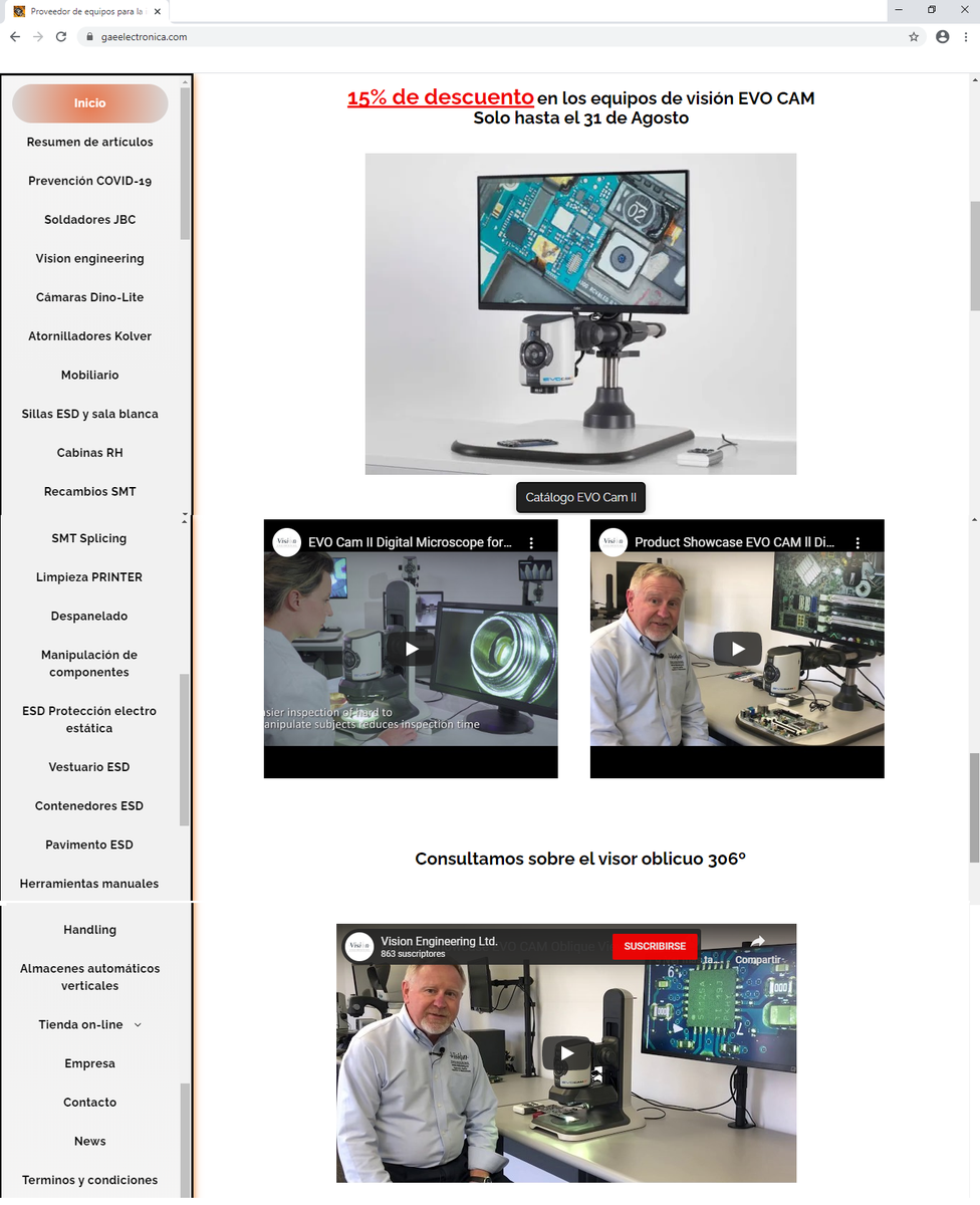 15% de descuento en los equipos de visión EVO CAM
Solo hasta el 31 de Agosto
<a href="/visioneng/">Vision Engineering</a> 
gaeelectronica.com