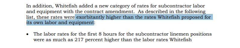 The contract also added rates for labor/equipment with "exorbitantly [high]" mark-ups for subcontractors