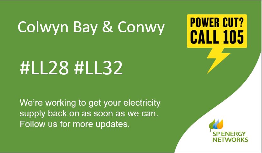 SPEnergyNetwork's tweet image. We are aware of a #POWERCUT in #LL28 #LL32 #ColwynBay #Conwy. Our engineers are making their way to site and will work to restore the supplies.🔌⚡