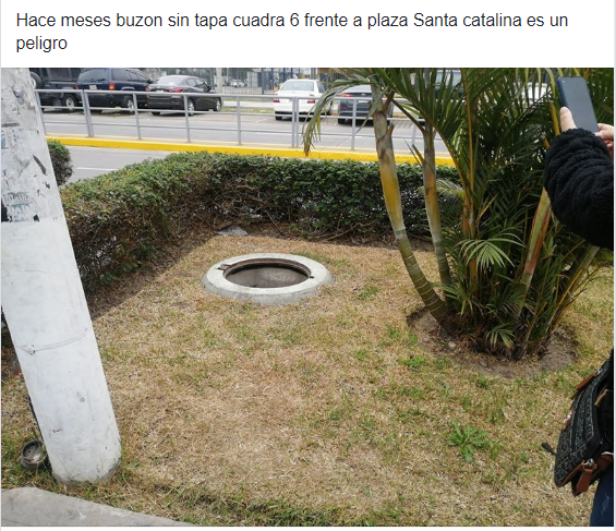 nlcr_92's tweet photo. Me ayudan con un RT? Buzón sin tapa, @SedapalOficial qué esperan para arreglar esto? https://t.co/2tdlsHBAOv
