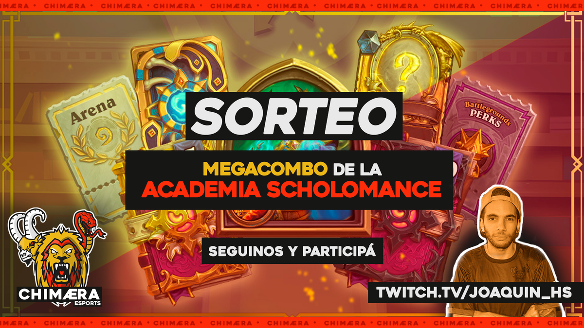 ChimaeraEsports's tweet photo. Celebrando la nueva expansión de Hearthstone, @JoaquinFarhi8 hará un opening y además... sorteará un ¡MEGACOMBO!

1) Follow @ChimaeraEsports 
2) Retweet

Se anuncia el ganador en https://t.co/XKU1WK7N2r el 06/08 a las 20hs. https://t.co/KEzEaCTkal