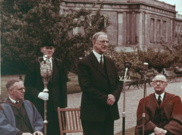 was used as a map store from 1912 & a manuscript room from 1957 (opened by de Valera). However, as Trinity completed construction of several library’s in the 1970,s the observatory was no longer needed, & its was dismantled and gifted to UCD. It was rebuilt stone by stone (5/7)