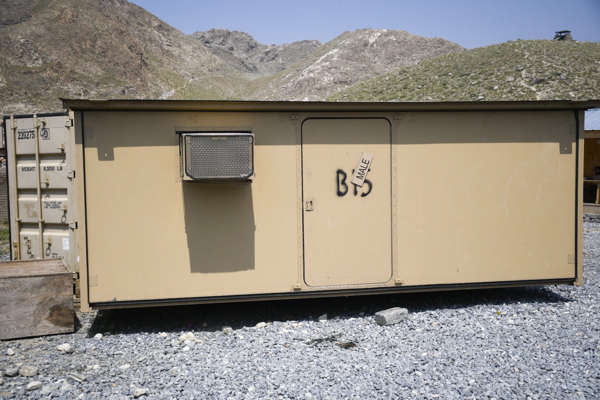 (7/9) Another building on the base sat unused: an American bathroom. An Afghan commander said everything in it needed electricity, which is in short supply. He asked about an electric hand-dryer on the wall. When told what it was, he laughed at the idea of not just, using a towel