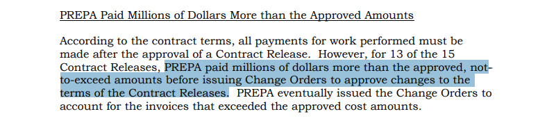 Prepa paid millions of dollars in cost overruns without the required documentation
