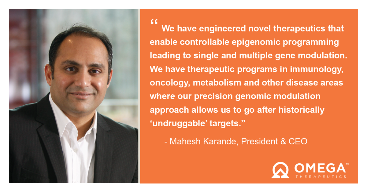 OmegaTX's tweet photo. Proceeds from our $85 million funding will be used to continue to develop Omega’s #EpigenomicProgramming platform and rapidly progress our therapeutic programs into the clinic. @MPK_LifeSci
https://t.co/QJKg6gcyF0
#EpigenomicControllers #PrecisionGenomicControl https://t.co/lwKJqP0WLg