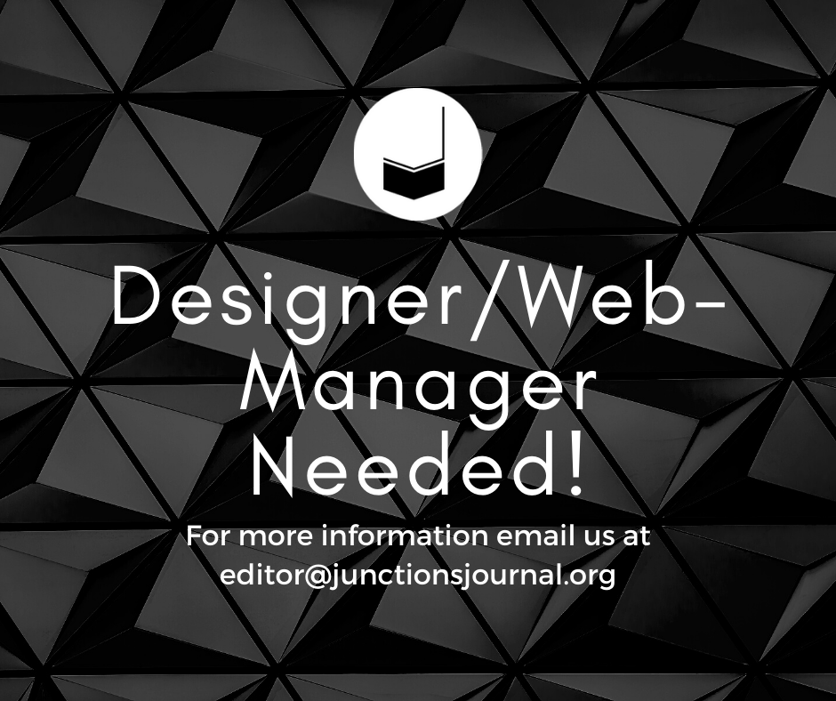 JunctionsUU's tweet photo. We are still accepting applications for the Designer/Web-Manager position! Email us at editor@junctionsjournal.org for more information.
#junctionsjournal #academicjournal #gradjournal #Webdesign https://t.co/PfEH4I0AxB