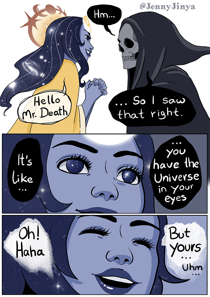 I wanted to draw something small for today's International Day of Friendship! (Guess my Reaper doesn't need a scythe when he's always so edgy)