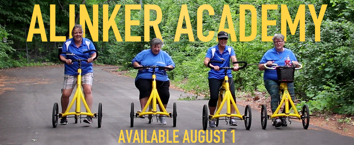 Aug 1! alinkeracademy.com More than 40 classes - with stationary exercises, yoga and more! #alinker #alinkerwalkingbike #walking #activate #activity #keepmoving #wheelchair #parkinsons #MultipleSclerosis #braininjury #stroke #osteoporosis #arthritis #pain