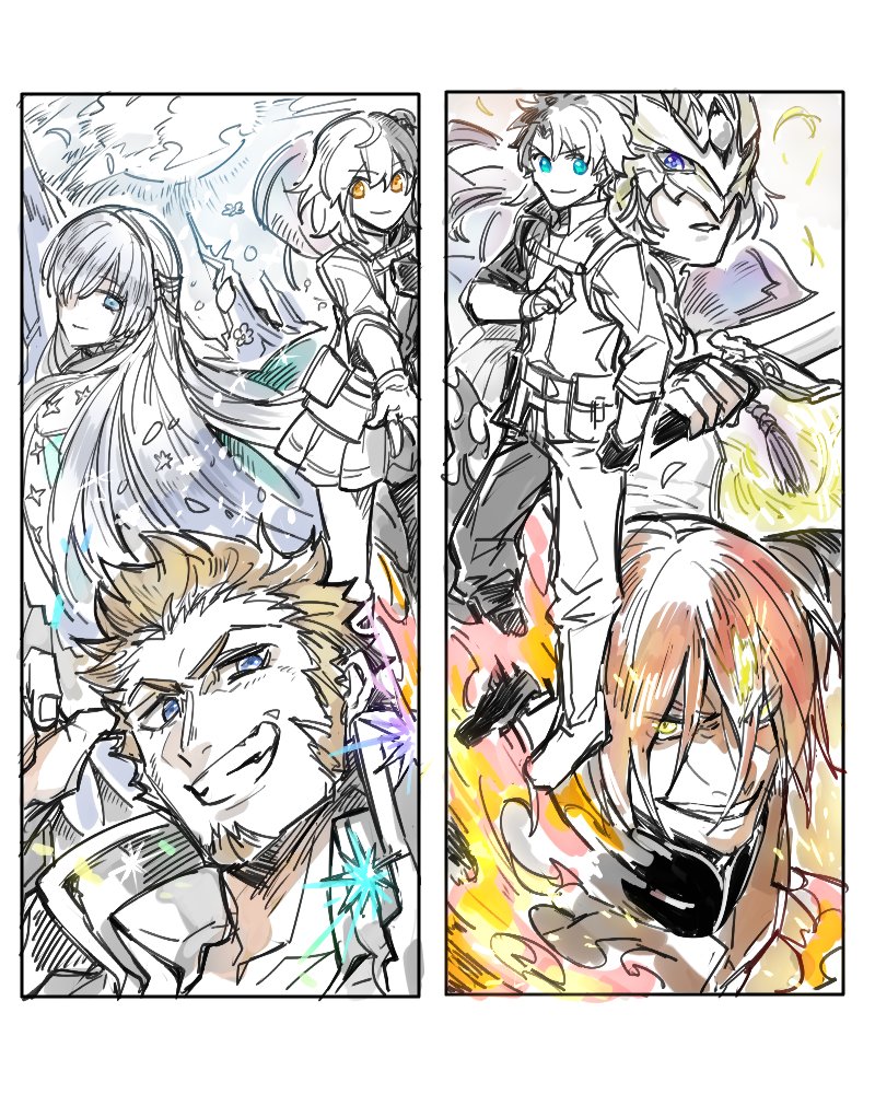 過去絵ですがわいわいしてるやつを。fgo5周年おめでとうございます…?! 