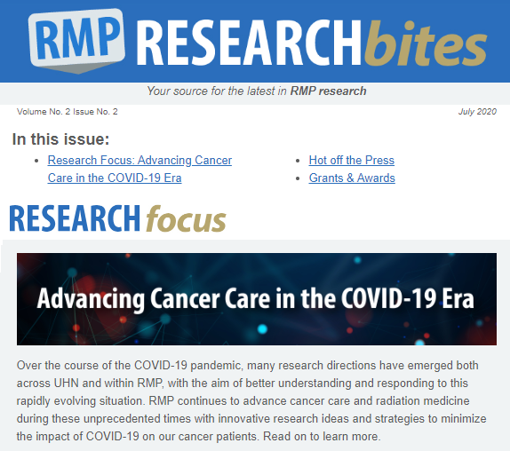 RadMedPM's tweet photo. Check out the latest issue of RMP Research Bites, featuring innovative research ideas &amp; strategies to minimize the impact of COVID-19 on our cancer patients, &amp; much more! https://t.co/t8ZZ0VaNSr (Read past issues here: https://t.co/tUfz7oHJTr) #RMPatPM #RMPResearchBites https://t.co/YfvejePuyZ