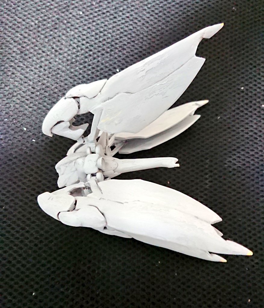 Aldnoah__0's tweet photo. 表面処理途中で汚いけど
ステイギス スレイヴ

我ながら良く再現できてるなぁと思う

あとはウェポンユニットの装着と両サイド＆下部のウイングパーツのみやね

#アルドノア・ゼロ
#ALDNOAH_ZERO https://t.co/UIYFUqKQeE
