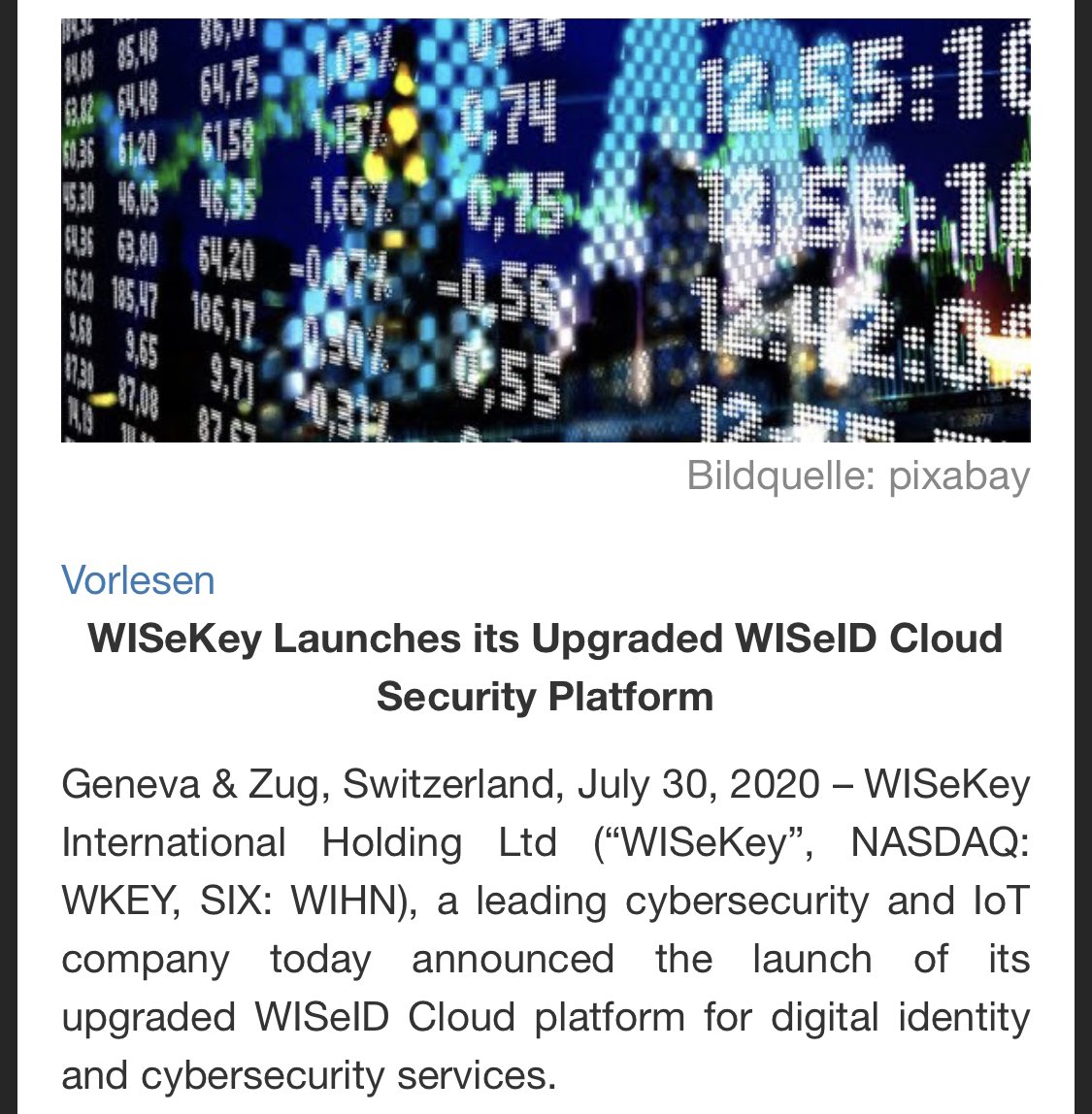 CreusMoreira's tweet image. #WISeKey Launches its Upgraded #WISeID #cloudsecurity  Platform
boerse.de/nachrichten-am…