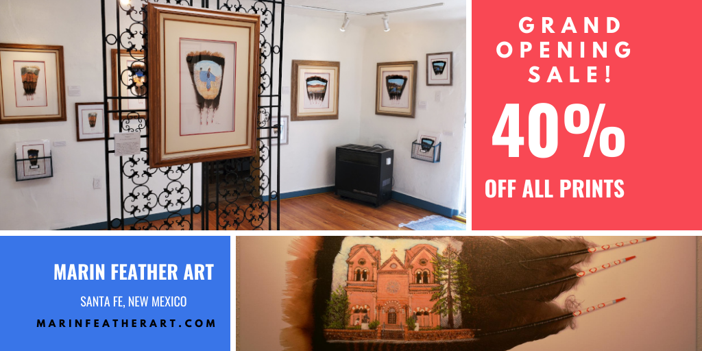 "GRAND OPENING OFFER" Get a Flat 40% off on all our framed prints and unframed prints. For a limited time only, discount applied at check-out.➡️ marinfeatherart.com/prints.html #featherart #art #artforsale #santafe #fineartforsale #artonfeathers #fineart #grandopeningsale #turkeyfeather