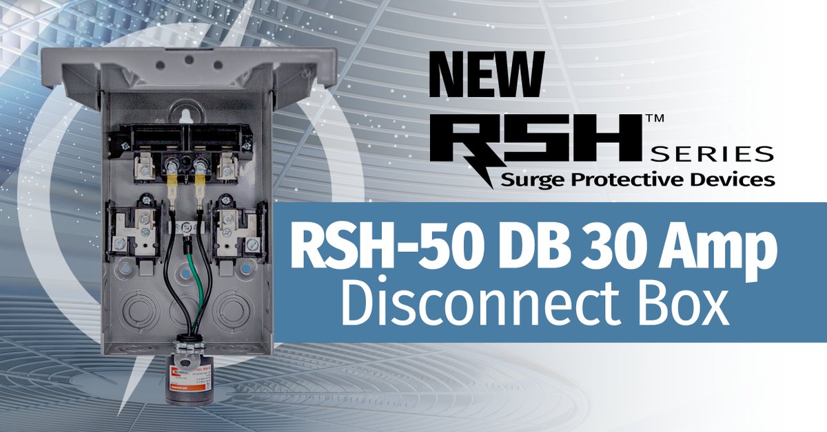 RectorSeal's tweet photo. We are excited to introduce another #HVACSolution to our RSH #SurgeProtection line! The NEW RSH-50 DB 30 Amp disconnect box. Learn more at >> https://t.co/uIgs0d5t8H << #HVACLife #HVACSolutions https://t.co/7q6iiAQ8Yp