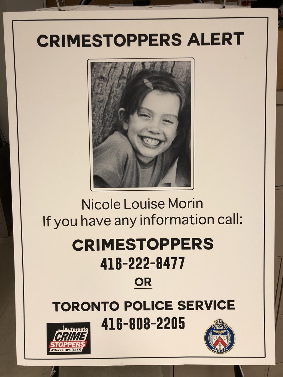 FindNicoleMorin's tweet photo. 22 Division remembers, do you? #FindNicole
Today marks the 35th year since Nicole's disappearance. We have set up a dedicated email address for this case: FindNicole@TorontoPolice.on.ca. We also have an Instagram Account:@find_nicolemorin & a Facebook page: @findnicolemorin https://t.co/XRloDAeIOG