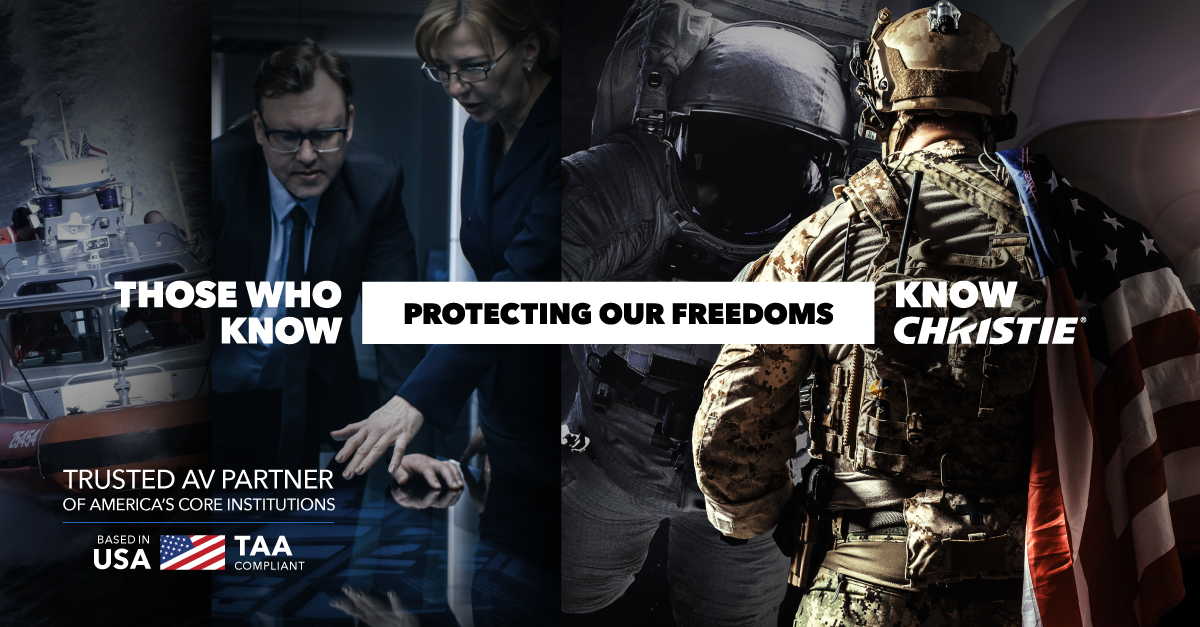ChristieDigital's tweet photo. We've worked hard to earn the status of trusted #AVpartner of America’s top government departments. Visit our #government solutions page to explore the role our technology plays in this critical environment >> https://t.co/BL9QbwYoEI #usgovernment #USArmy #USAF https://t.co/pFOKbb3fSO