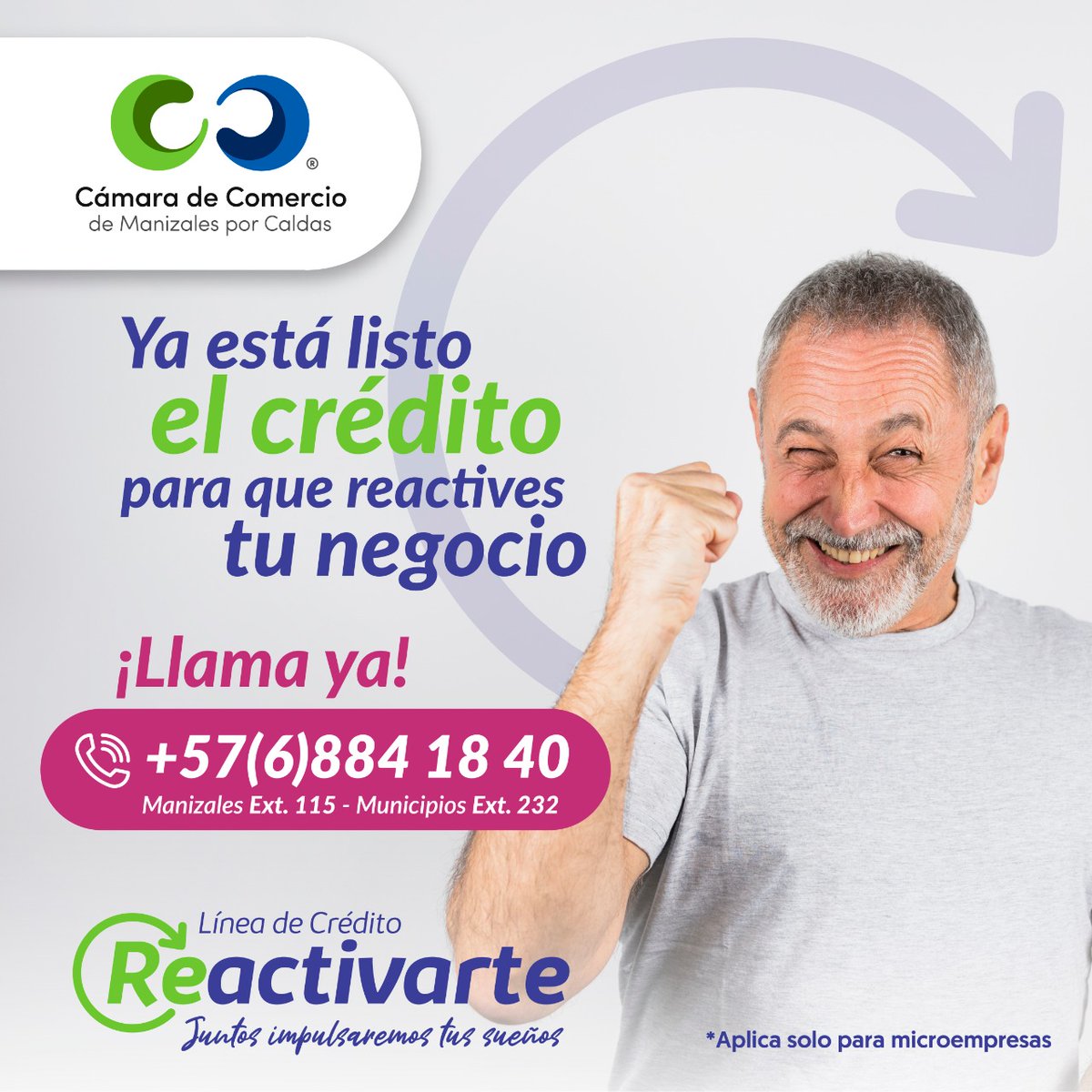 ManizalesMas's tweet photo. #ReactivaTusSueños ahora mismo con la línea de crédito Reactivarte y dale el impulso que siempre has querido darle a tu negocio, llama YA! al 8841840, extensión 115 para Manizales y 232 para municipios.
@CCManizales @Finanfuturo https://t.co/RO34Jo7sZp
