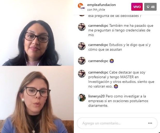 LHHCHILE's tweet photo. Rocio Zambrano, Talent Connector de LHH y Jessica Parada Directora social de Fundación Emplea , abordaron los desafíos de la entrevista laboral y atendieron las diferentes dudas que tenían los participantes, para contestar preguntas de un entrevistador en el proceso de selección. https://t.co/CWrCgxRpxH