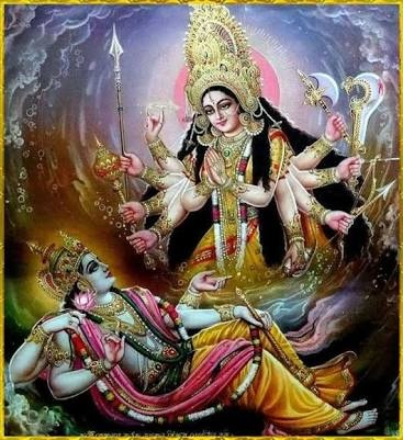 In other legends, Madhu and Kaitabha are demons who set out to annihilate Brahma. However, Brahma was aware of them and invoked the goddess Mahamaya in his own protection. This awakens the sleeping Vishnu and the two conspiring demons are killed.