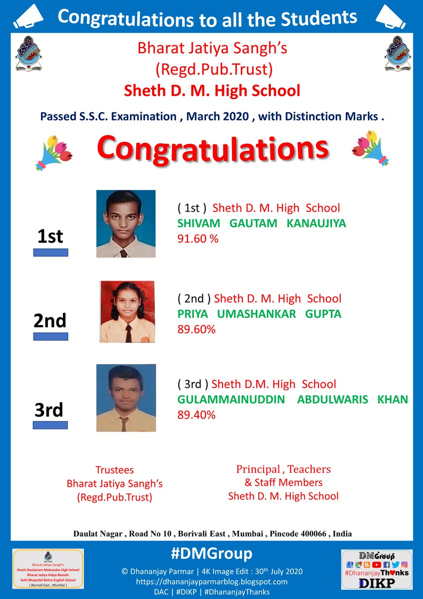 SwamijiSchool's tweet photo. #Congratulations
#BharatJatiyaSanghs #BJS #ShethDMHighSchool #SethBhajanlalRohraEnglishSchool #BharatJatiyaVidyaMandir #SwamijiSchool #BJVM #DMGroup #School #SchoolLife #MySchool #Borivali #Mumbai #India #Asia #DhananjayThanks #DIKP https://t.co/W3Cww1vAvM