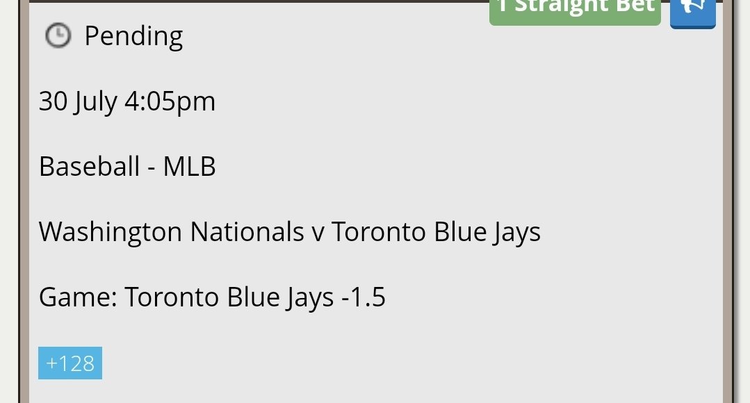 HaterCouch's tweet photo. #MLBChase 4A
Jays RL -1.5 (+114)
Record 3-0 https://t.co/EZDQqslhfm