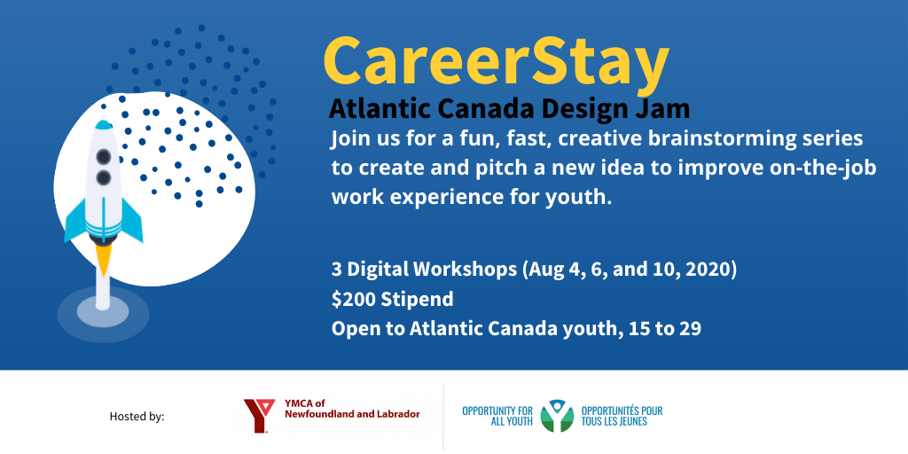 forallyouth's tweet photo. Hey #atlanticcanada #youth!

Don't forget to register for our CareerStay design jam with @YMCAofNL! You'll have the opportunity to participate in this fun, fast, creative brainstorming session to create and pitch a new idea!

Register today.
https://t.co/phC2wWROgP https://t.co/D7yR0Rwt5D