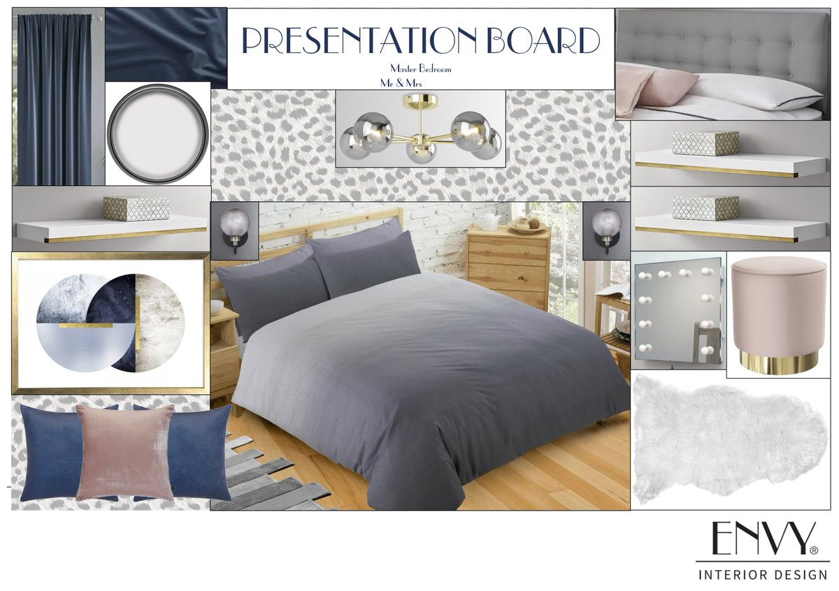 I thought I'd share a project with you that I worked on a few months ago for a local couple. They were looking to update their master bedroom and their 'must haves' included wall mounted bedside lights and a #hollywoodmirror. 
#envyinteriordesign #onlineinteriordesigner