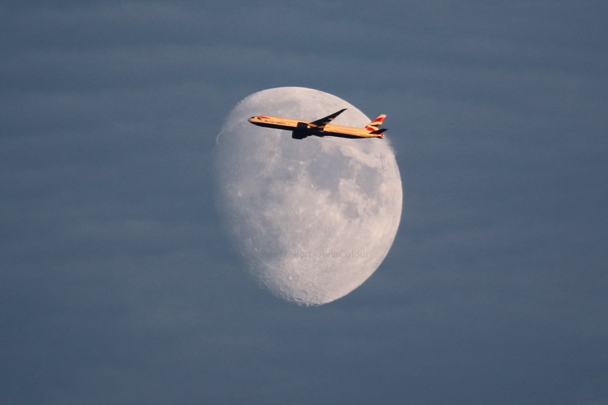 James Mellon (@aviacolour) on Twitter photo "Fly me to the Moon..."
<a href="/British_Airways/">British Airways</a> B777-300ER G-STBI seen this evening a few minutes after departing <a href="/HeathrowAirport/">Heathrow Airport</a>, heading to <a href="/ChangiAirport/">Changi Airport</a> as 'Speedbird 11'. The sky was clear, except for this odd yet pretty wispy cloud in front of the moon.
#avgeek #aviation #moon "Fly me to the Moon..."
<a href="/British_Airways/">British Airways</a> B777-300ER G-STBI seen this evening a few minutes after departing <a href="/HeathrowAirport/">Heathrow Airport</a>, heading to <a href="/ChangiAirport/">Changi Airport</a> as 'Speedbird 11'. The sky was clear, except for this odd yet pretty wispy cloud in front of the moon.
#avgeek #aviation #moon