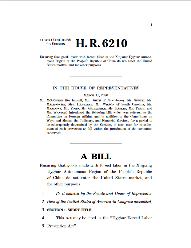 See recent @CECCgov report on forced labor in #Xinjiang & the #UyghurForcedLaborPreventionAct (H.R. 6210 / S. 3471) that will stop forced labor made goods from #Xinjiang by requiring companies to prove their imports to the US are made w/out forced labor. bitly.ws/9dnX