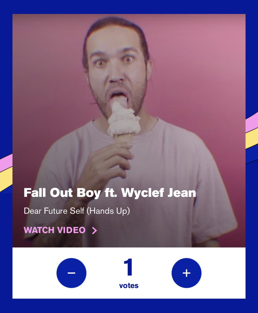 davidjude's tweet photo. Vote FOB for #bestrockvideo “dear future self” at the 2020 @mtv #VMAs 👍💜🍦https://t.co/ISaVVKgq90 https://t.co/fOO8xKSI1X