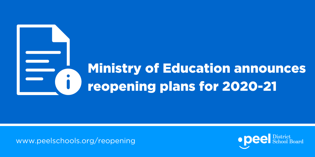 PeelSchools's tweet photo. IMPT: Ministry of Education announces Reopening Plans for 2020-21: https://t.co/uuQ7BXJhdg https://t.co/WV1uFPe4Hu