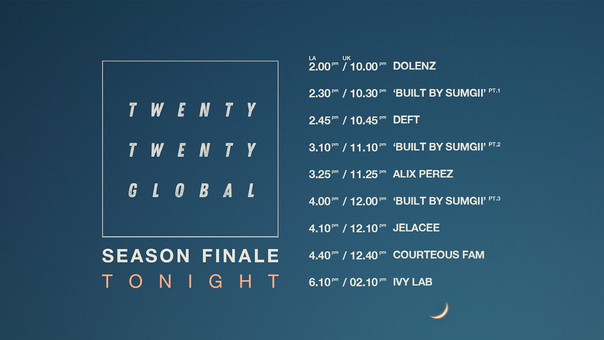 WE GO ON AIR IN 20MIN !!! <a href="/jeffreydolenz/">DOLENZ</a> <a href="/sumgii/">SUMGii</a> <a href="/deft_1/">DEFT</a> <a href="/AlixPerez/">__Alix_Perez__</a> <a href="/jelacee/">jELACEE.</a> <a href="/CourteousFamily/">Courteous Family</a> <a href="/JoelleSnaith/">Joëlle</a> #twtwglobalseasonfinale