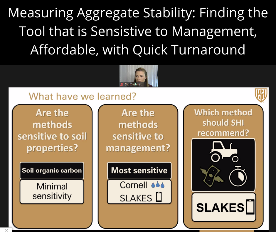 soil_institute's tweet photo. Dr. Kelsey Greub, @Soil Health Institute #NAPESHM scientist, compares aggregate stability measurement tools. #SoilHealth2020. https://t.co/CKcIO5yS43