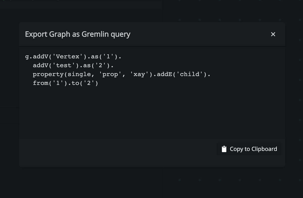 gremlify's tweet photo. New from Gremlify: export Graph to Gremlin query!

Any non-empty Graph could be easily derived into a Gremlin query by a hit of a button.

Thanks @spmallette for the great suggestion!

#graphdb #tinkerpop #gremlin #gremlify https://t.co/wBmQTbZLgH