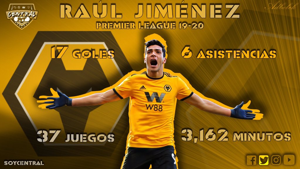 Central_DxT's tweet photo. ⚽️ El temporadón de @Raul_Jimenez9 🇲🇽

Por eso se lo andan peleando la @juventusfces y el @ManUtd_Es

¿Saldrá de los @WolvesEspanol? 🤔 https://t.co/zsr83JfZMl
