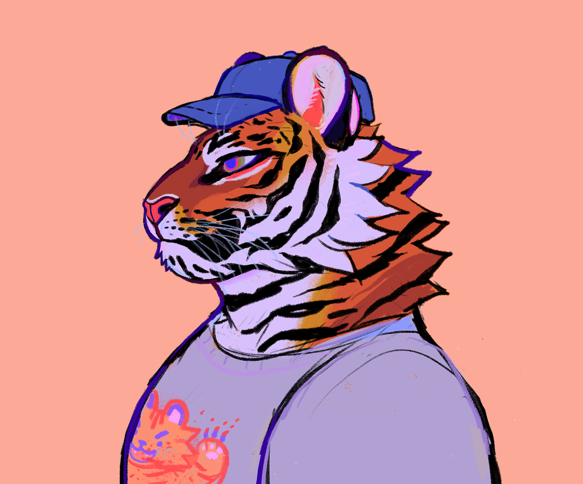tiger wearing a hat