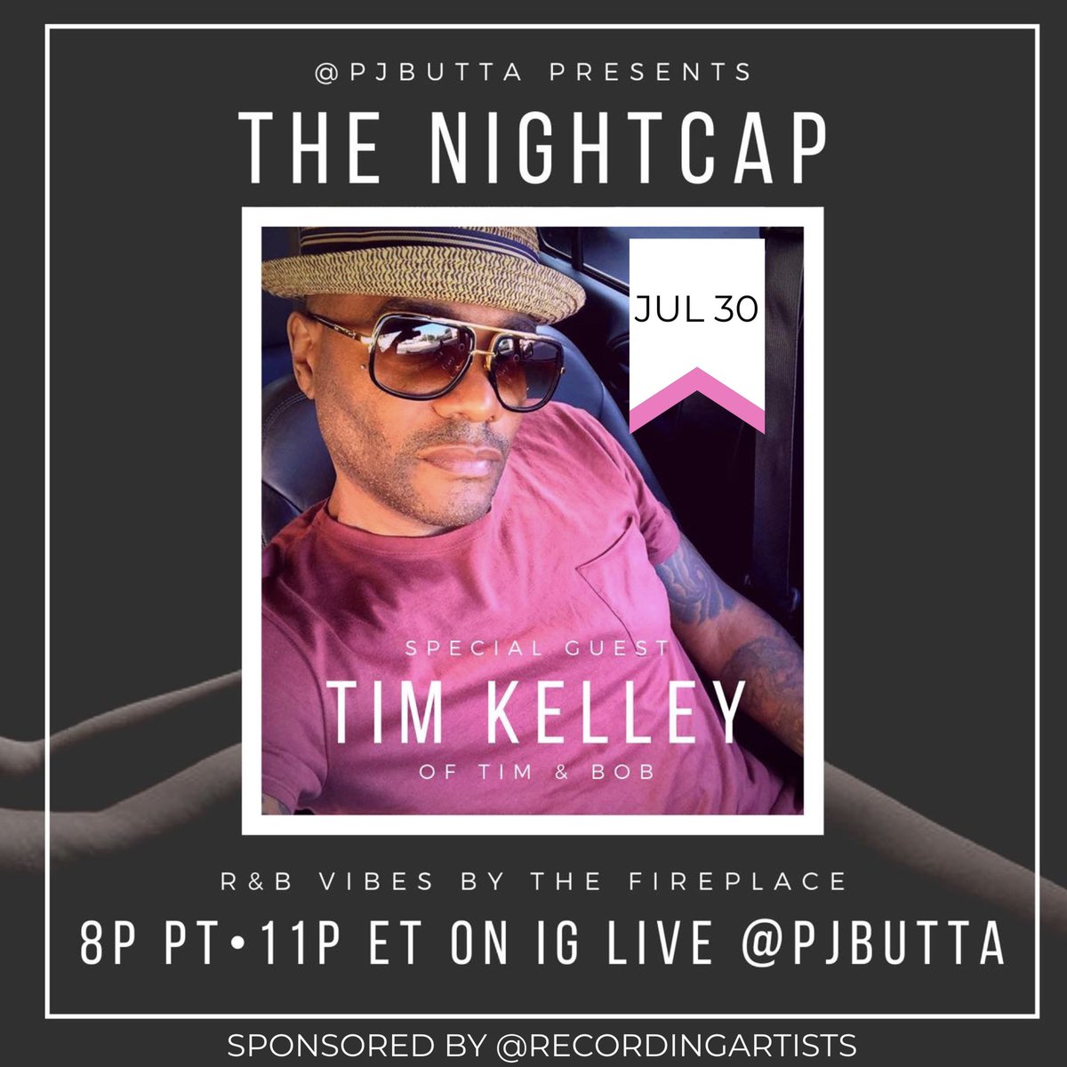 PJButta's tweet photo. TONIGHT at 8p PT/11p ET it’s TIM TAKEOVER Pt. 2 on my IG Live! @iamtimkelley of Tim & Bob is back to share stories and play new/unreleased music on the Nightcap sponsored by @recordingartists 🎶🔥🥃🍷 #thenightcap #timkelley #timandbob https://t.co/MBQqdSkupE