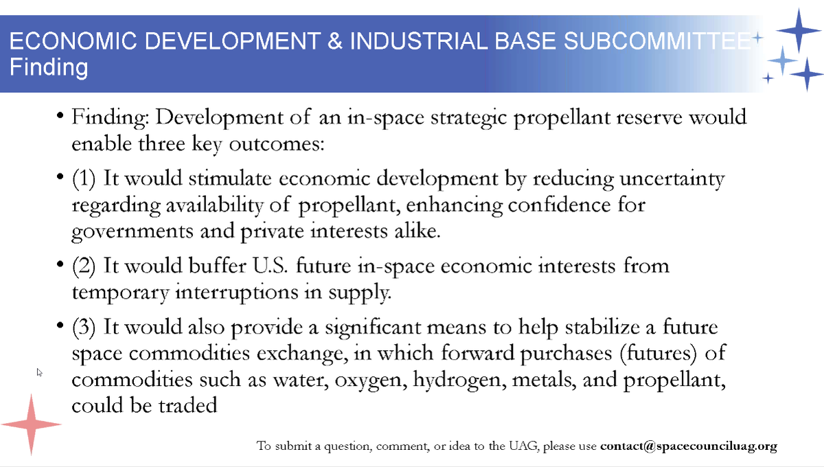  #NatlSpaceCouncil  #UserAdvisoryGroup - . @DittmarML We want a consensus from the UAG that a paper be developed and submitted to the Space Council, and can put together a paper that the Council can make changes