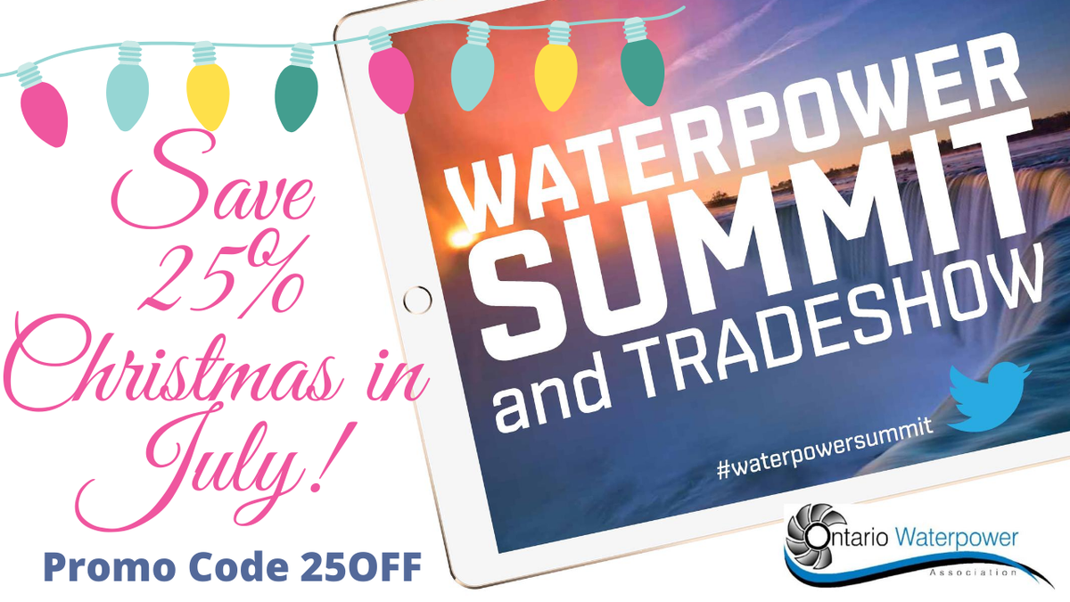 Our Christmas in July #Sale ends tomorrow! Join us at the Waterpower Summit Sept 15 -16. Don't miss your chance to register Now for 25% off - Code 25OFF ow.ly/M3Fz50AKoLP

#WaterpowerSummit #VirtualEvent