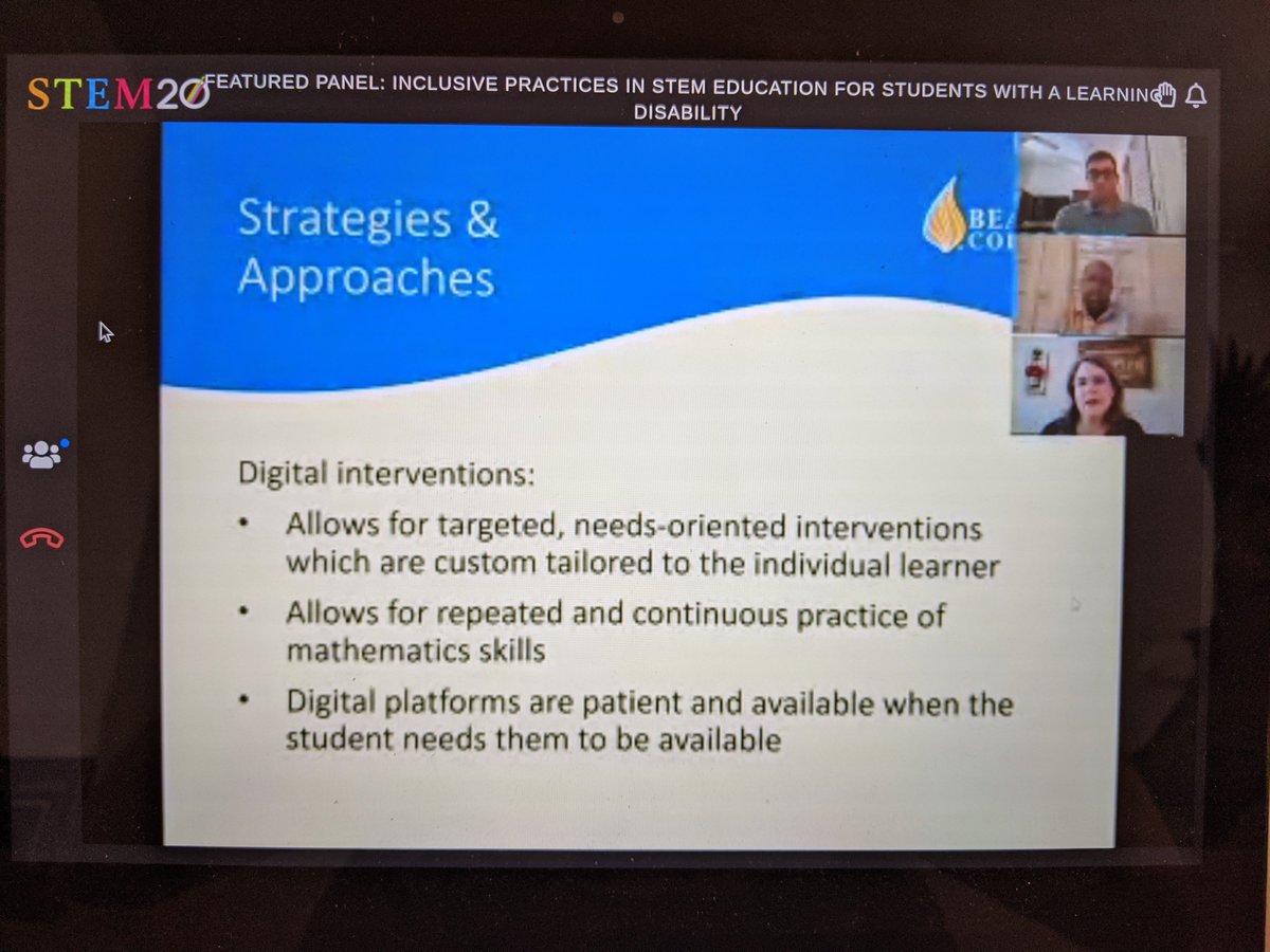MrBlandCPHS's tweet photo. More @NSTA #STEM20 learning, this fascinating AM session is about supporting students with learning disabilities. Interesting, creative benefits to use digital interventions. Flexibility of the digital medium allows for extra time, individualized learning. Thanks @beacon_college! https://t.co/u42t3ugVuh