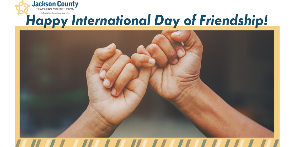 JCTeachersCU's tweet photo. Happy International Day of Friendship! Tell your friends how much you appreciate them today!
#JCTCU #FriendshipDay #TeachersCU #CreditUnionWay #LoveOurMembers #JacksonCounty #Marianna #Florida #FloridaLiving https://t.co/KR8MPAlgUN