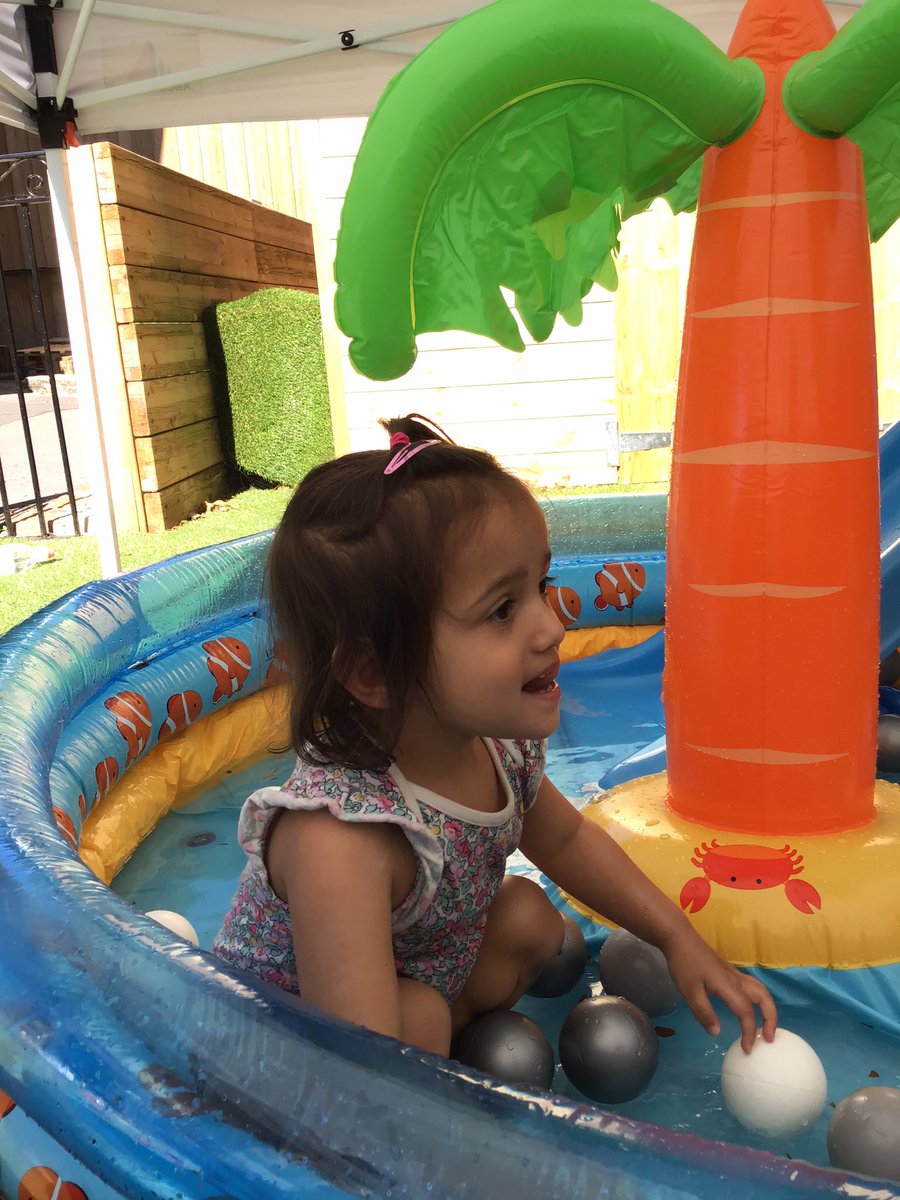 snapredland's tweet photo. To keep cool in this hot weather we got the paddling pool out! Our babies loved splashing and going down the slide into the water 💦 We all had lots of fun and got very wet! #Summer https://t.co/hFWcT662Nh